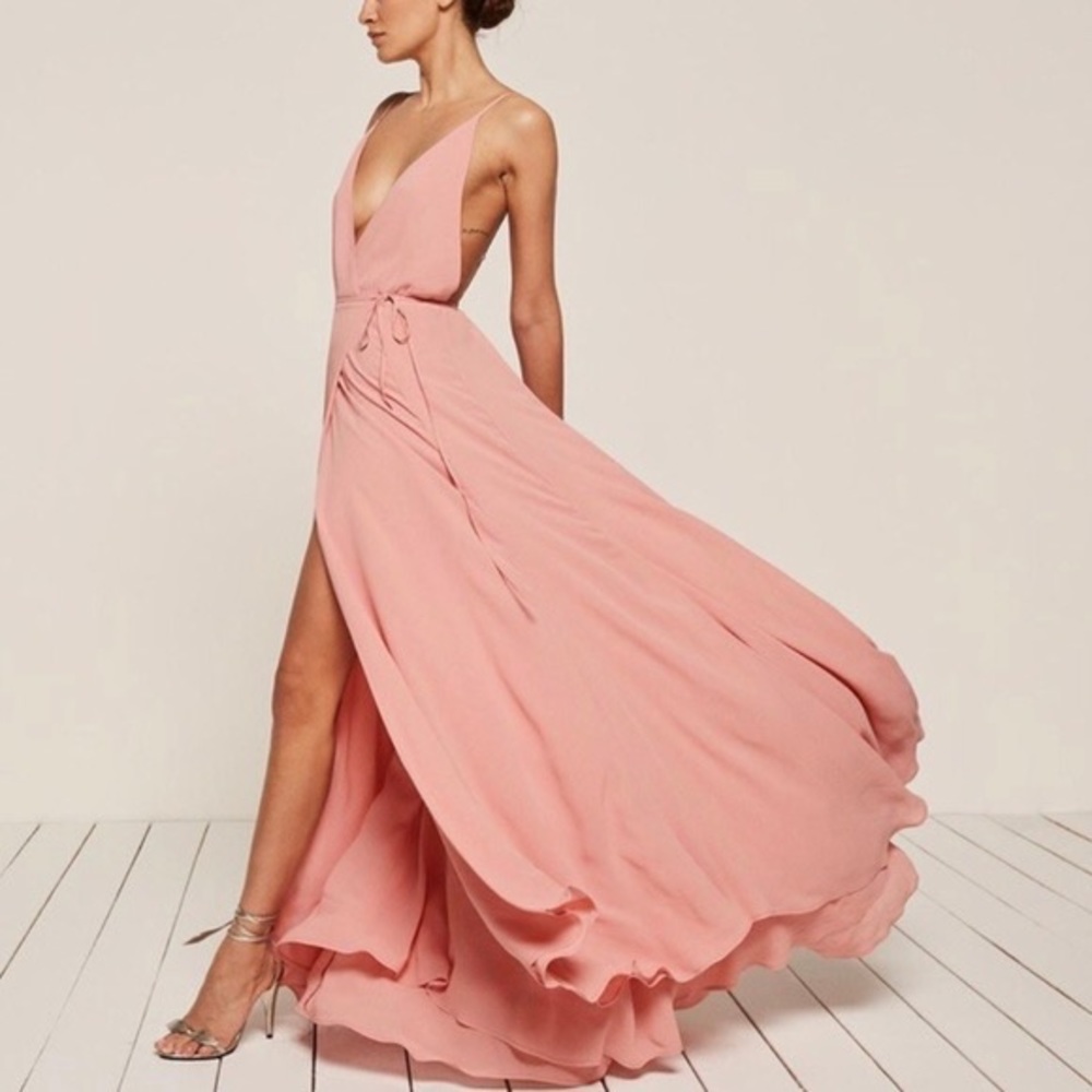 Reformation Callalily V Neck Wrap Dress Blush Size 8 NWT